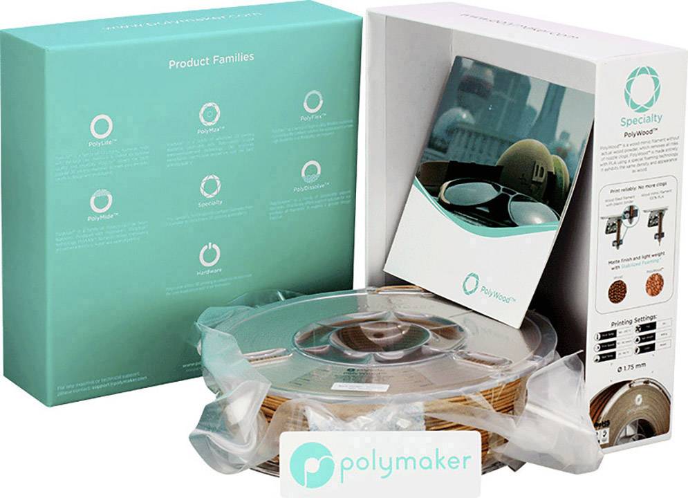 Polymaker 70132 Polywood PolyWood Filament PLA 1.75mm 600g Braun 1St.