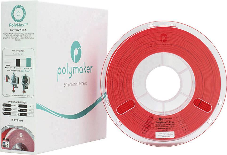 Polymaker 70153 PolyMax Filament PLA 1.75 mm 750 g Rot PolyMax 1 St.