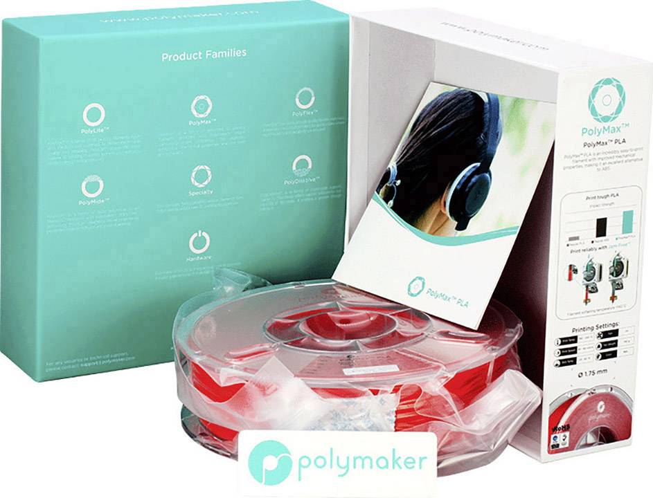 Polymaker 70153 PolyMax Filament PLA 1.75 mm 750 g Rot PolyMax 1 St.