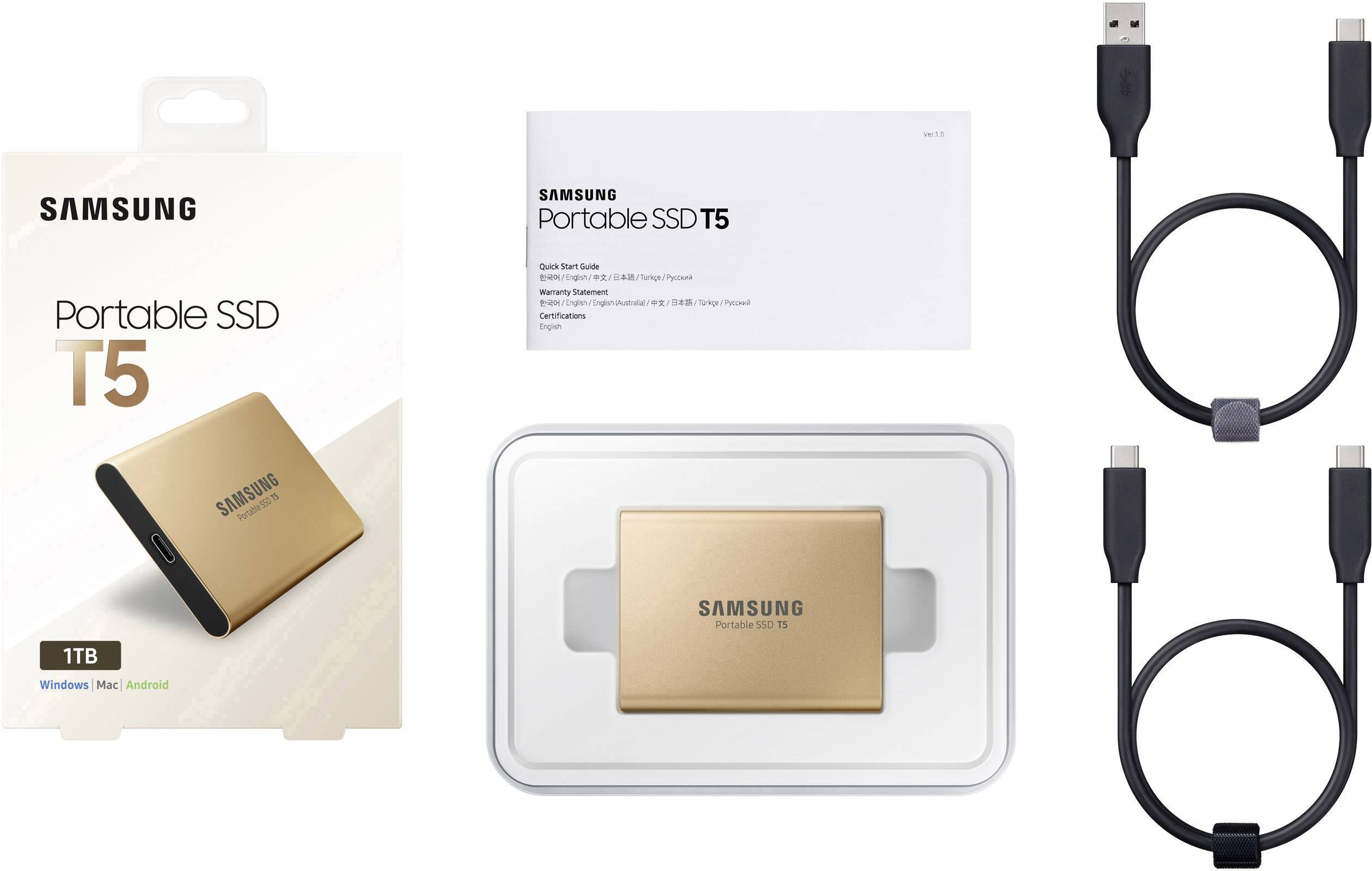Samsung Portable T5 1TB Externe SSD USB-C™ USB 3.2 (Gen 2) Roségold MU-PA1T0G/EU