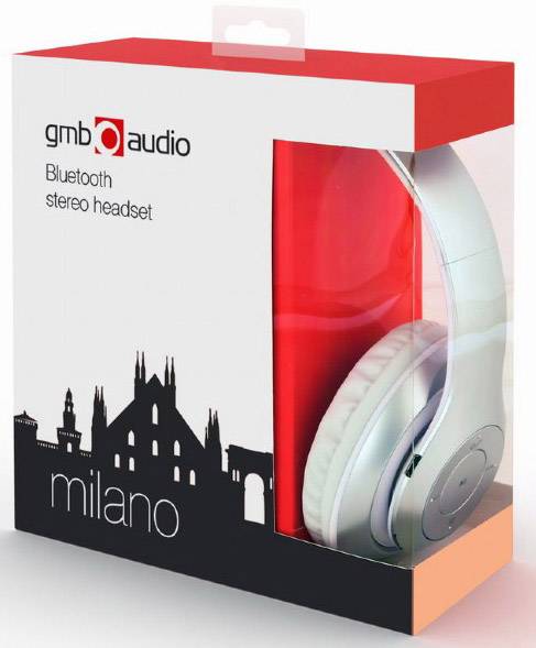 Gembird BHP-MXP-SW Milano Bluetooth® Over Ear Kopfhörer Over Ear Headset Silber, Weiß