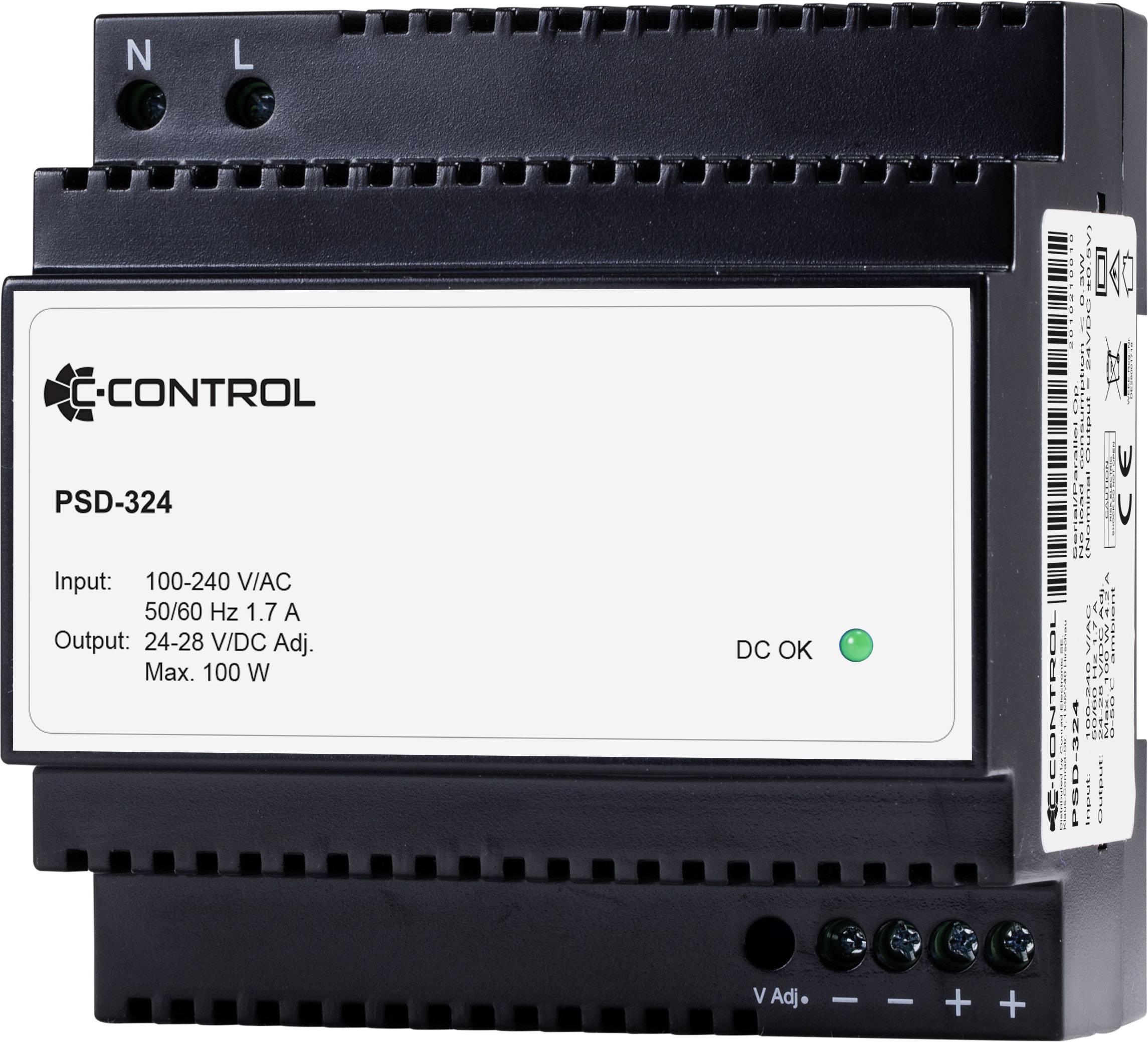 C-Control PSD-324 Hutschienen-Netzteil (DIN-Rail) Verbrauch (StandBy) 0.3 W 24 V/DC 4.2 A 100 W 1 x