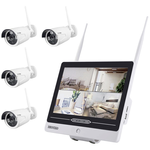 Inkovideo INKO-AL3003-4 WLAN IP-Überwachungskamera-Set 4-Kanal mit 4 Kameras 1280 x 960 Pixel