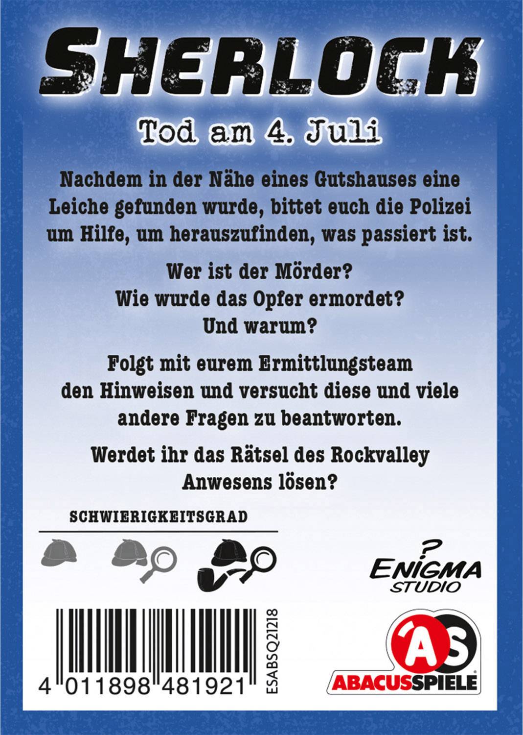 Abacus Spiele Sherlock Tod am 4. Juli 48192