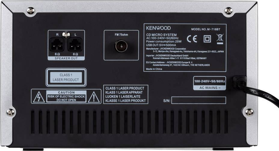 Kenwood M718BT Stereoanlage AUX, CD, Bluetooth®, UKW, USB, 2 x 25W Schwarz, Silber