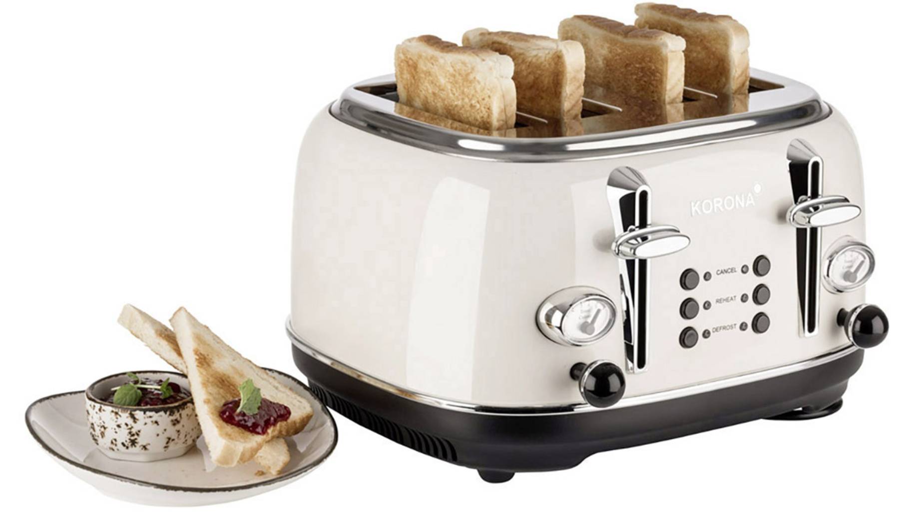 Korona 21676 Retro Doppel-Toaster mit Brötchenaufsatz Creme | voelkner