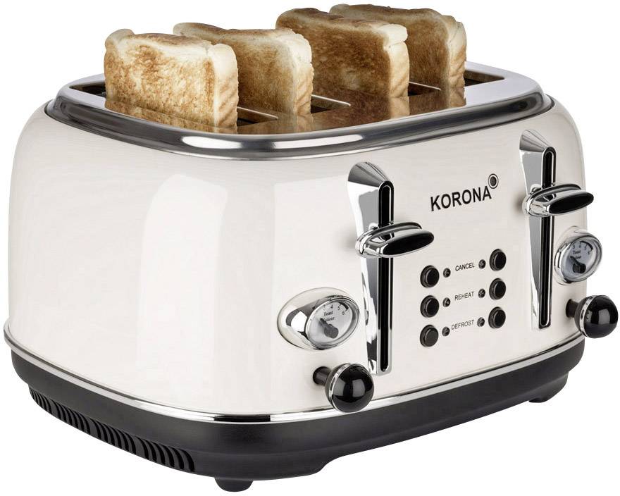 Korona 21676 Retro Doppel-Toaster mit Brötchenaufsatz Creme