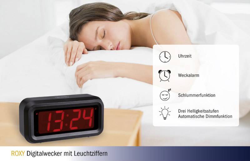 TFA Dostmann 60.2024.10 Quarz Wecker Anthrazit Alarmzeiten 1