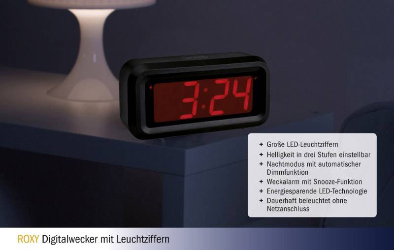 TFA Dostmann 60.2024.10 Quarz Wecker Anthrazit Alarmzeiten 1