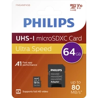 Philips microSDXC-Karte 64GB Class 10 inkl. SD-Adapter Philips microSDXC-Karte 64GB Class 10 inkl. SD-Adapter