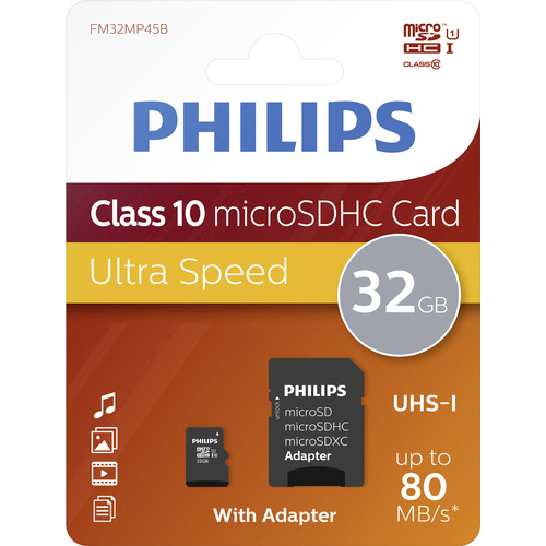 Philips microSDHC-Karte 16 GB Class 10 inkl. SD-Adapter