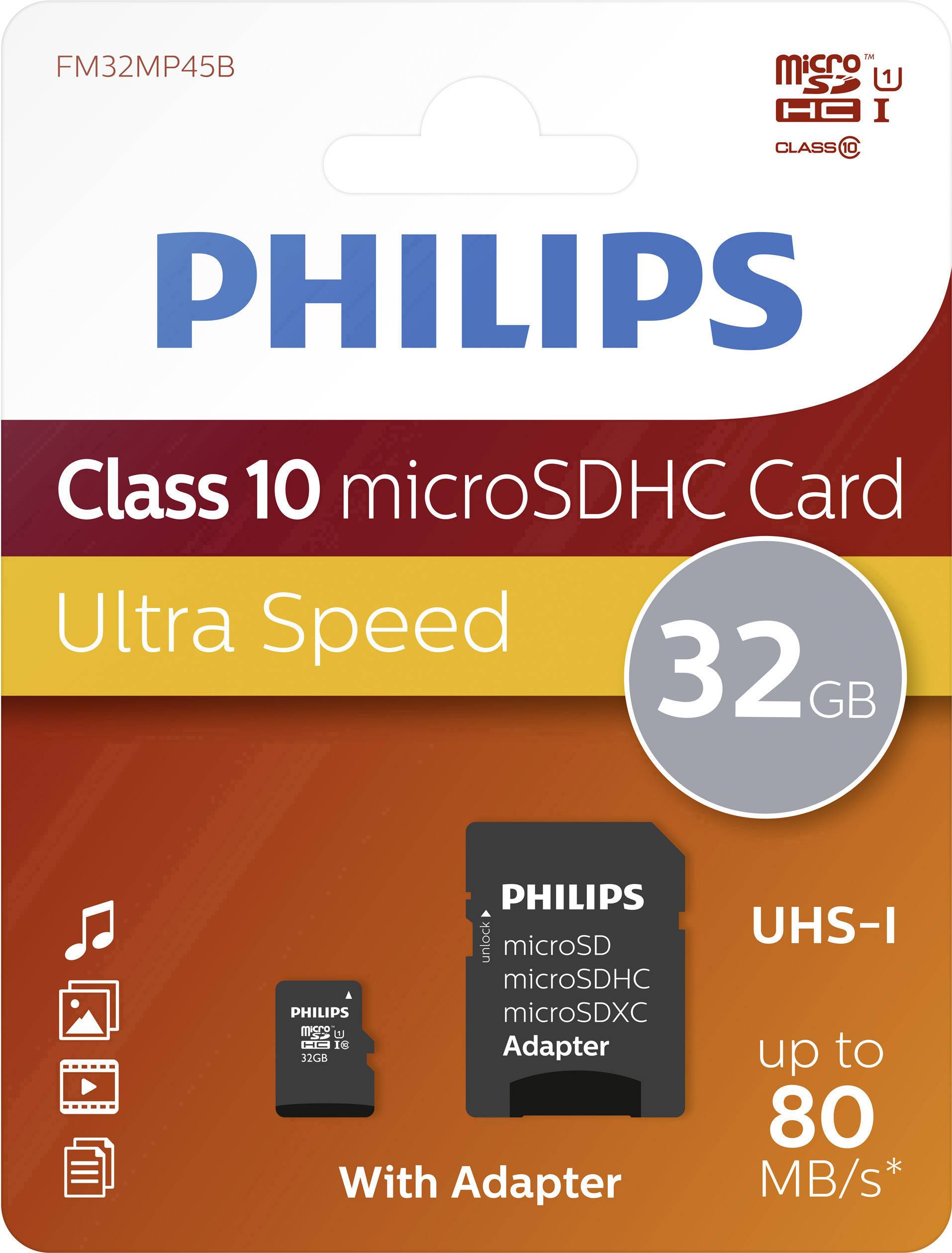 Philips microSDHC-Karte 16 GB Class 10 inkl. SD-Adapter