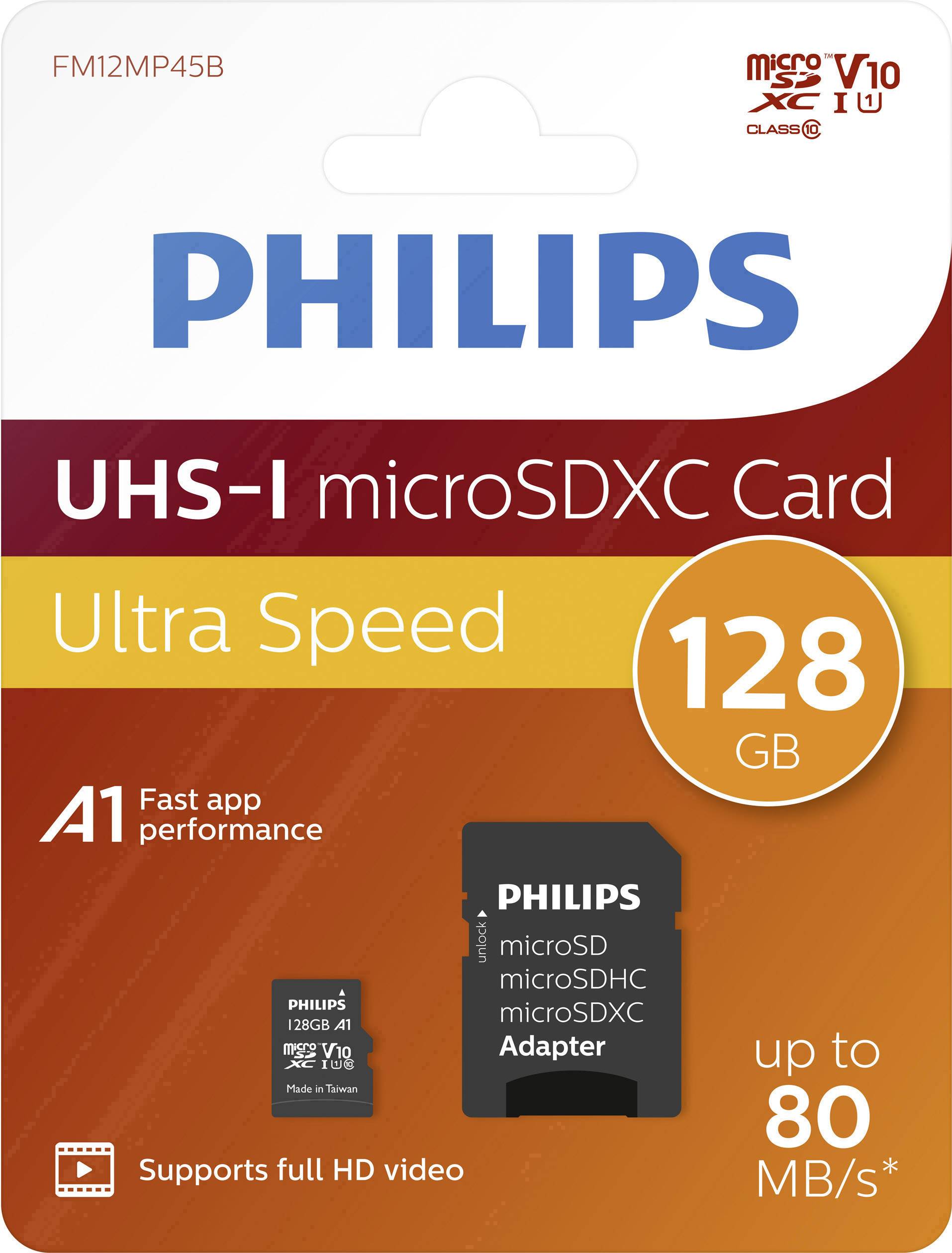 Philips microSDXC-Karte 128 GB Class 10 inkl. SD-Adapter