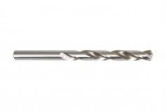 Metallbohrer in Nahaufnahme, zylindrische Form mit spiralförmigen Schneiden, geeignet zum Bohren in Metalloberflächen.