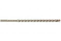 Metallbohrer mit spiralförmigem Design, horizontal ausgerichtet. Verwendet zum Bohren von Löchern in harte Materialien wie Metall oder Beton.