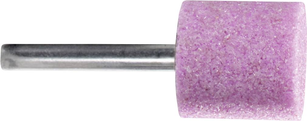 Zylinderförmiger, rosa Schleifaufsatz mit Metallstiel, verwendet für präzises Schleifen, Bearbeiten oder Polieren von Materialien.