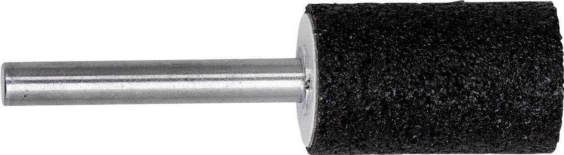 Ein schwarzer, zylindrischer Schleifaufsatz mit Metallstab. Wird typischerweise in rotierenden Werkzeugen für Oberflächenbearbeitung verwendet.