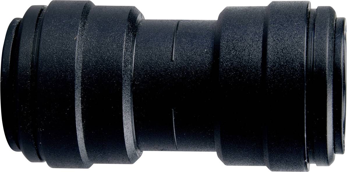 Schwarzer zylindrischer Kameralinsenadapter oder Verbinder auf weißem Hintergrund.