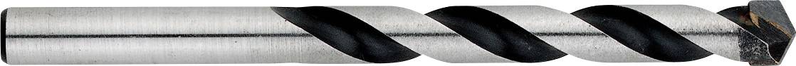 Zwei schwarze verdrehte Bohrer nebeneinander auf einer silbernen Metalloberfläche.