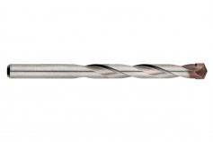 Ein silberfarbener Spiralbohrer mit kupferfarbener Spitze, horizontal ausgerichtet. Geeignet für Metall- und Holzbohrungen.