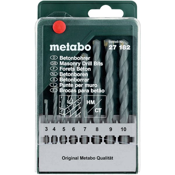 Metabo 627182000 Beton-Spiralbohrer-Set 8teilig 3 mm, 4 mm, 5 mm, 6 mm, 7 mm, 8 mm, 9 mm, 10mm 8St.