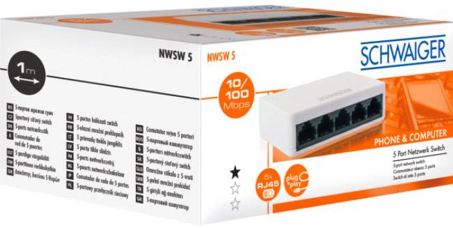 Schwaiger NWSW5 011 Netzwerk Switch RJ45 5 Port