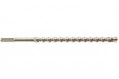 Metallbohrer mit spiralförmigen Rillen, horizontal dargestellt, zum Bohren in harte Materialien geeignet.