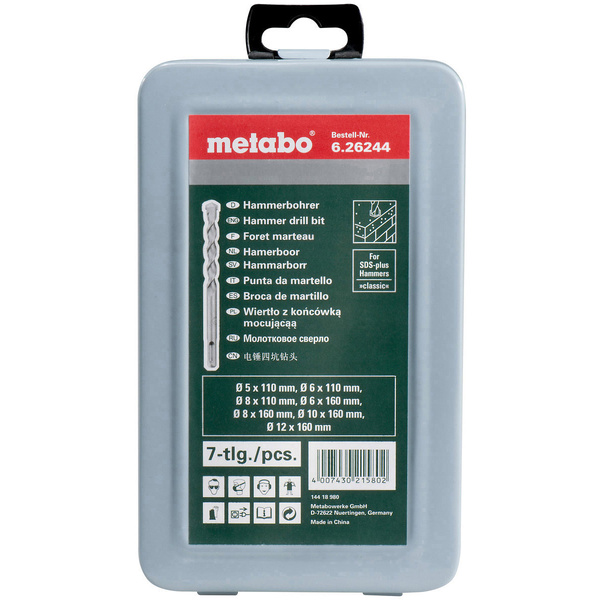 Metabo 626244000 Beton-Spiralbohrer-Set 7teilig 5 mm, 6 mm, 6 mm, 8 mm, 8 mm, 10 mm, 12mm 7St.