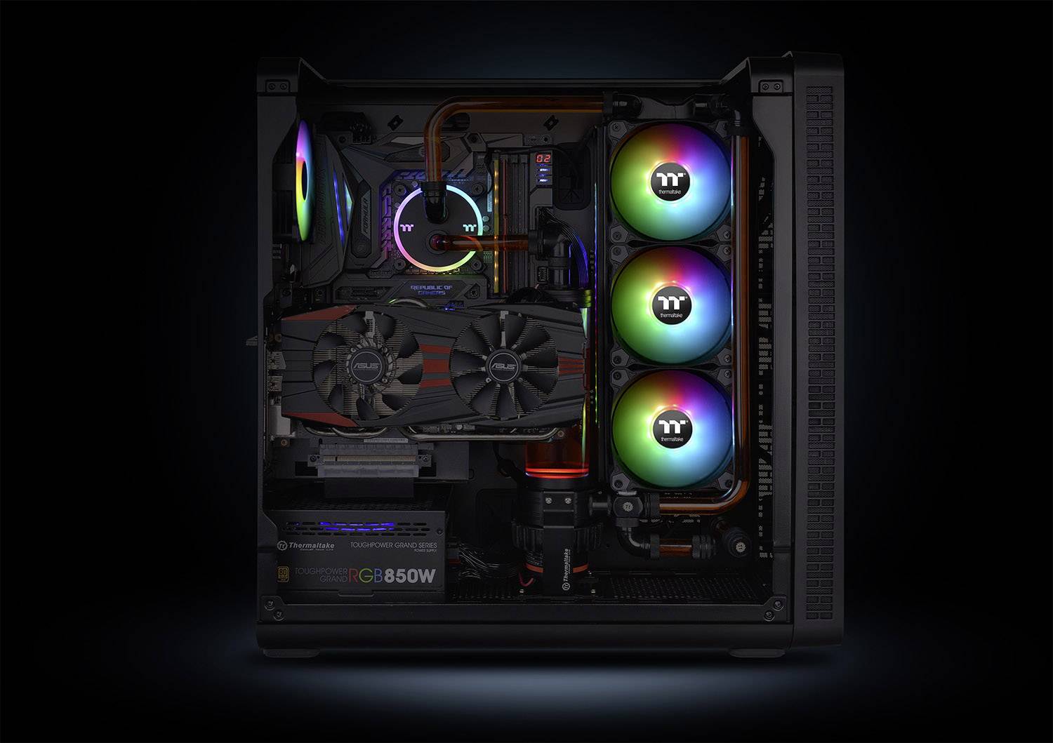 Thermaltake 3x Pure 14 ARGB Sync PC-Gehäuse-Lüfter Schwarz, RGB (B x H x T) 140 x 140 x 25 mm inkl. LED-Beleuchtung