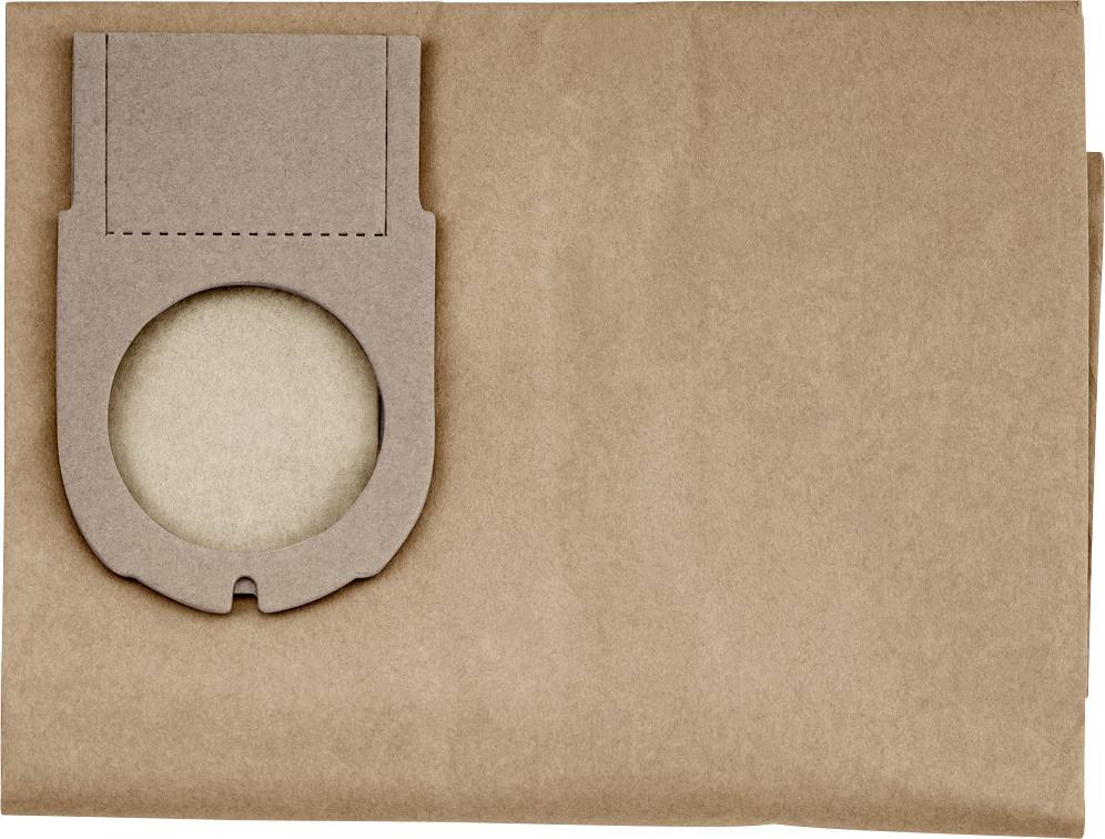 Brauner Papierumschlag mit befestigter Kartonhalterung, mit einer kreisförmigen Öffnung auf der linken Seite.