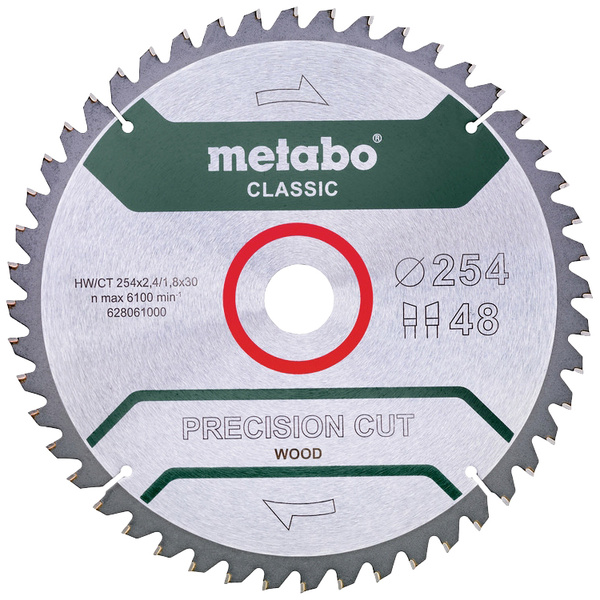 Metabo precision cut wood - classic 628061000 Kreissägeblatt 254 x 30 mm Zähneanzahl: 48 1 St.