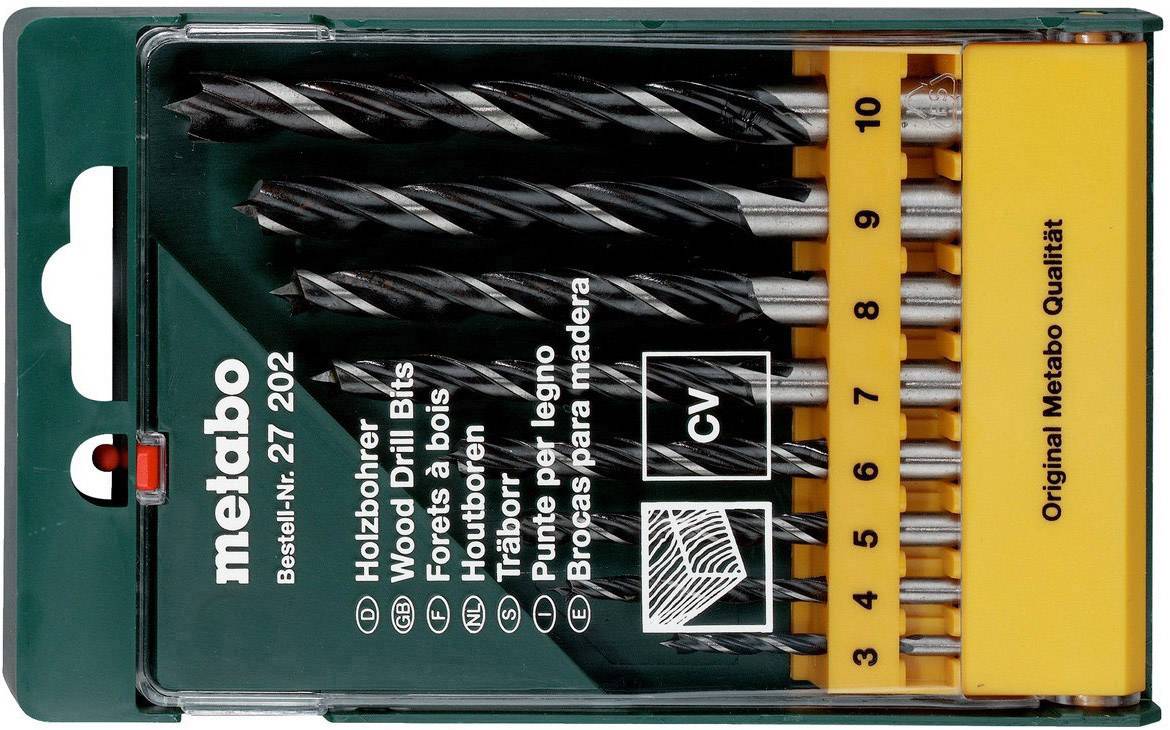 Metabo Holzbohrer-Set, Bestell-Nr. Z 202, umfasst 10 Bohrer von 1 bis 10 mm Durchmesser, geeignet für Holzarbeiten.