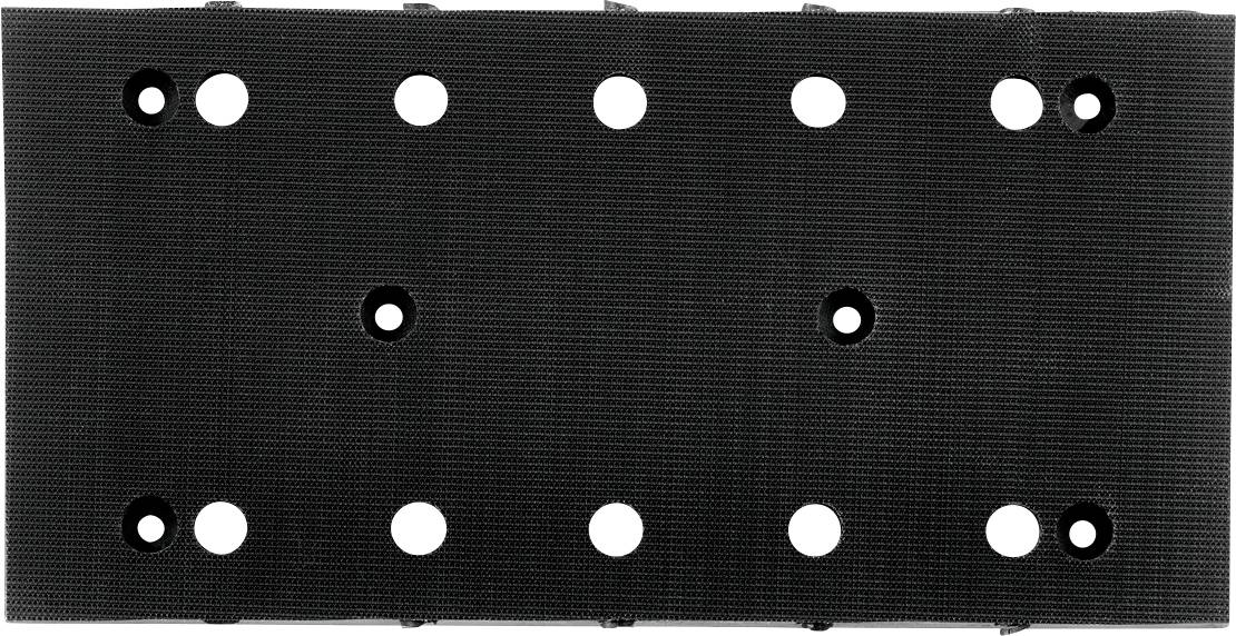 Schwarzes Metallblech mit regelmäßigen runden Löchern.