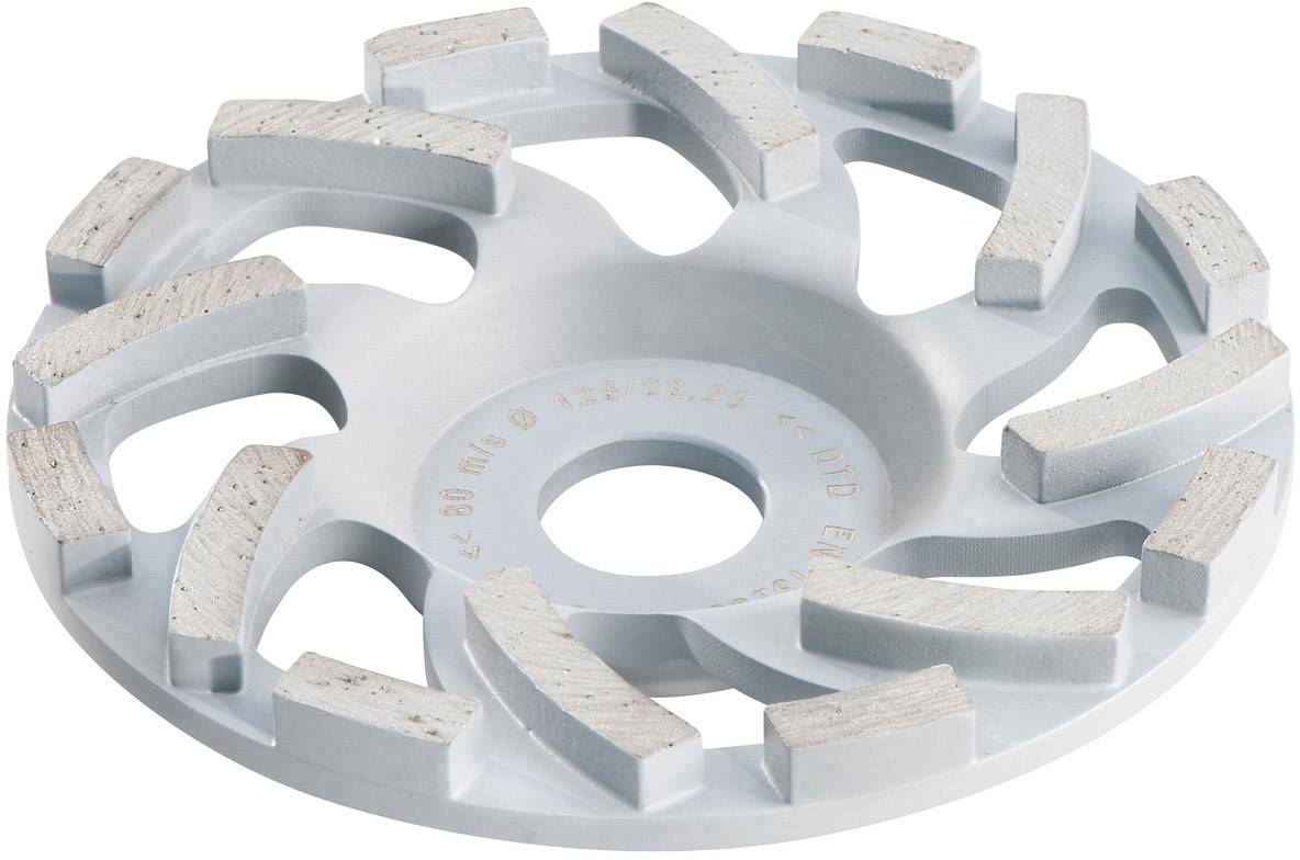 Schleifscheibe mit segmentierten Kanten aus abrasivem Material, verwendet zum Glätten von Oberflächen wie Beton oder Stein.