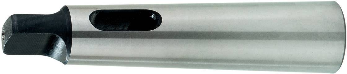 Metallischer Bohradapter mit zylindrischer Form und schwarzer Spitze, geeignet zur Aufnahme von Bohrwerkzeugen in Maschinen.