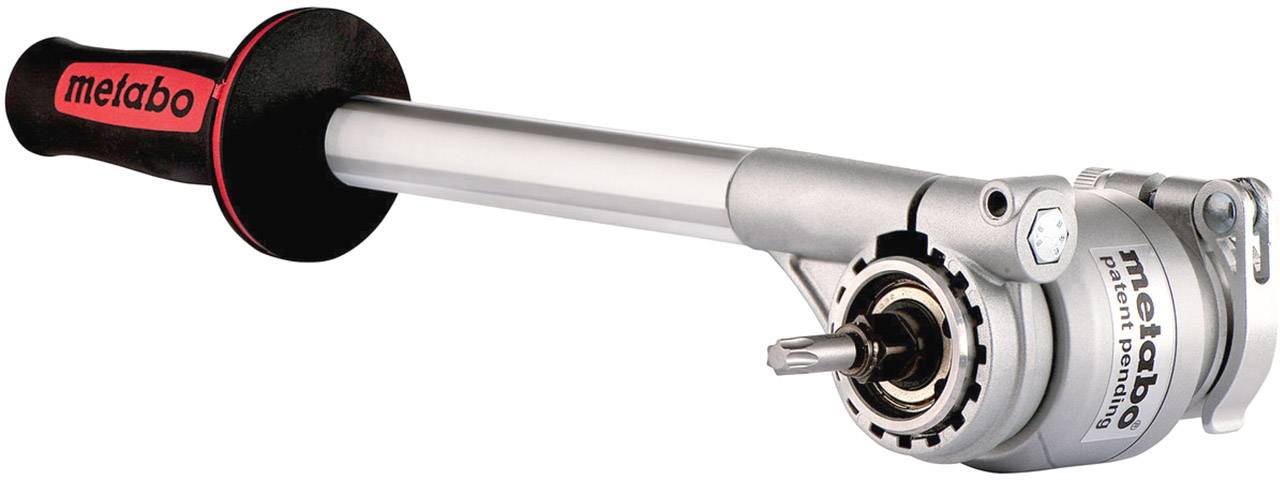 Handgeführtes Werkzeug von Metabo, mit einem ergonomischen Griff und rot-schwarzen Akzenten. Ideal für präzise Metallarbeiten.