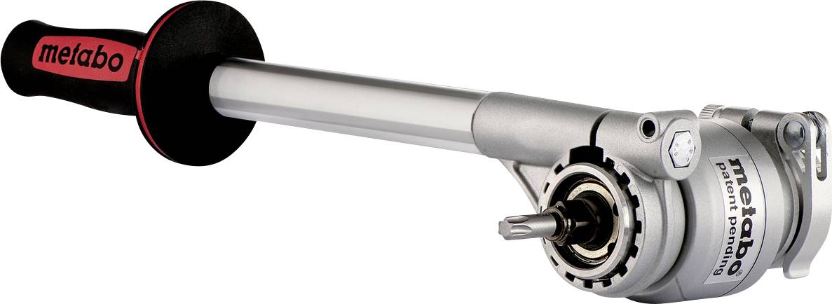 Handgeführtes Werkzeug von Metabo, mit einem ergonomischen Griff und rot-schwarzen Akzenten. Ideal für präzise Metallarbeiten.