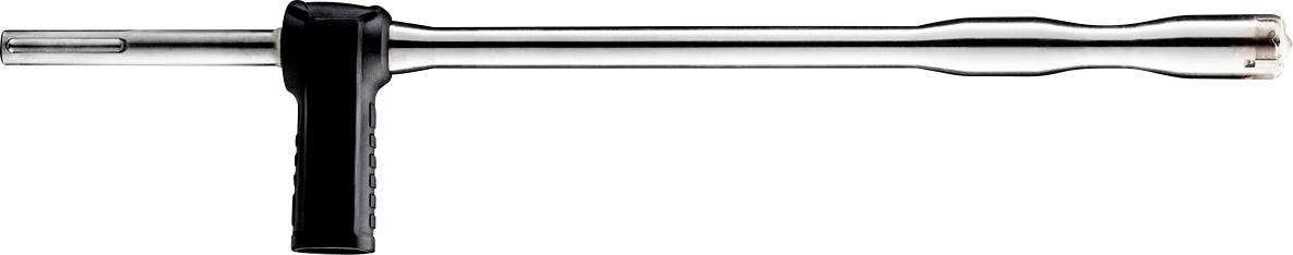Schwarzes T-förmiges Gitarrenslide-Werkzeug mit einem langen Metallstab und zylindrischen Enden, dargestellt auf weißem Hintergrund.