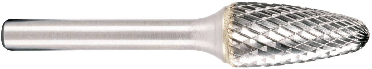 Metallfräser mit konischem, rautenförmig strukturiertem Kopf, geeignet zum Schleifen oder zur Formgebung von Metalloberflächen.