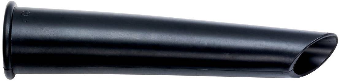 Ein schwarzes, konisches Düsenzubehör mit breiter Öffnung an einem Ende, vermutlich für einen Haartrockner oder ein anderes Gerät.