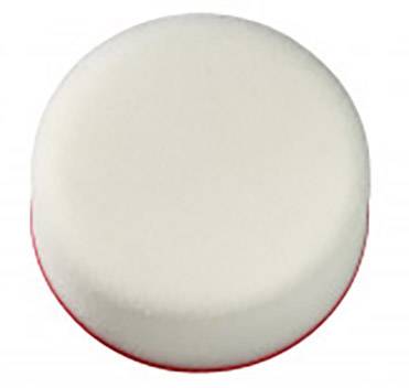 Ein runder, weißer Knopf mit glatter Oberfläche.