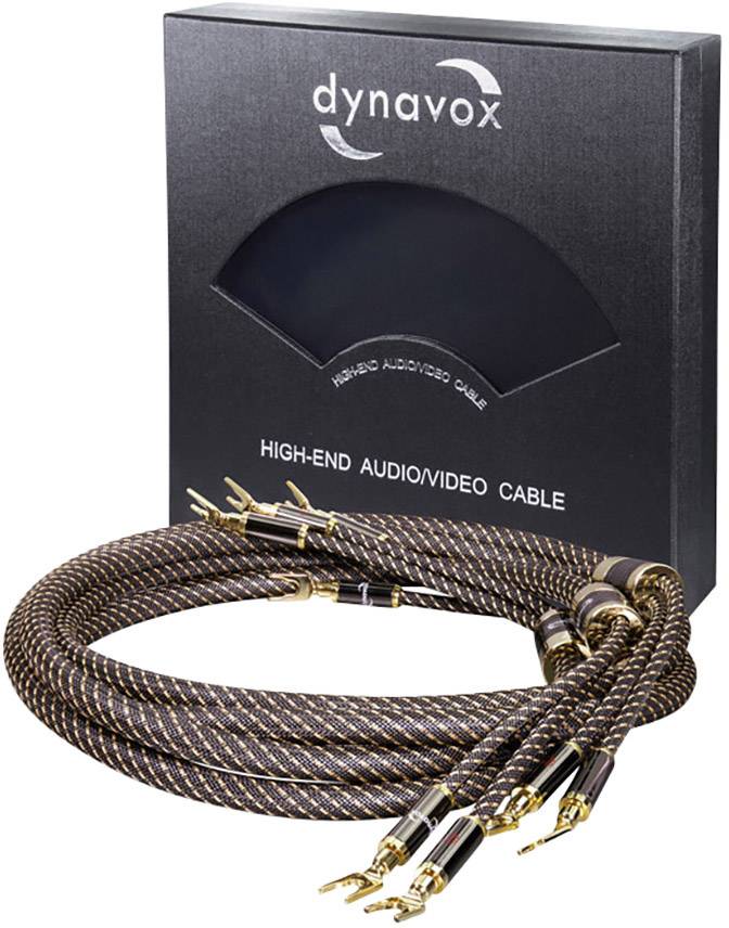 Dynavox Lautsprecher Audio Anschlusskabel [2x Bananenstecker - 2x Bananenstecker] 3.00m Schwarz, Gold vergoldete Steckkontakte