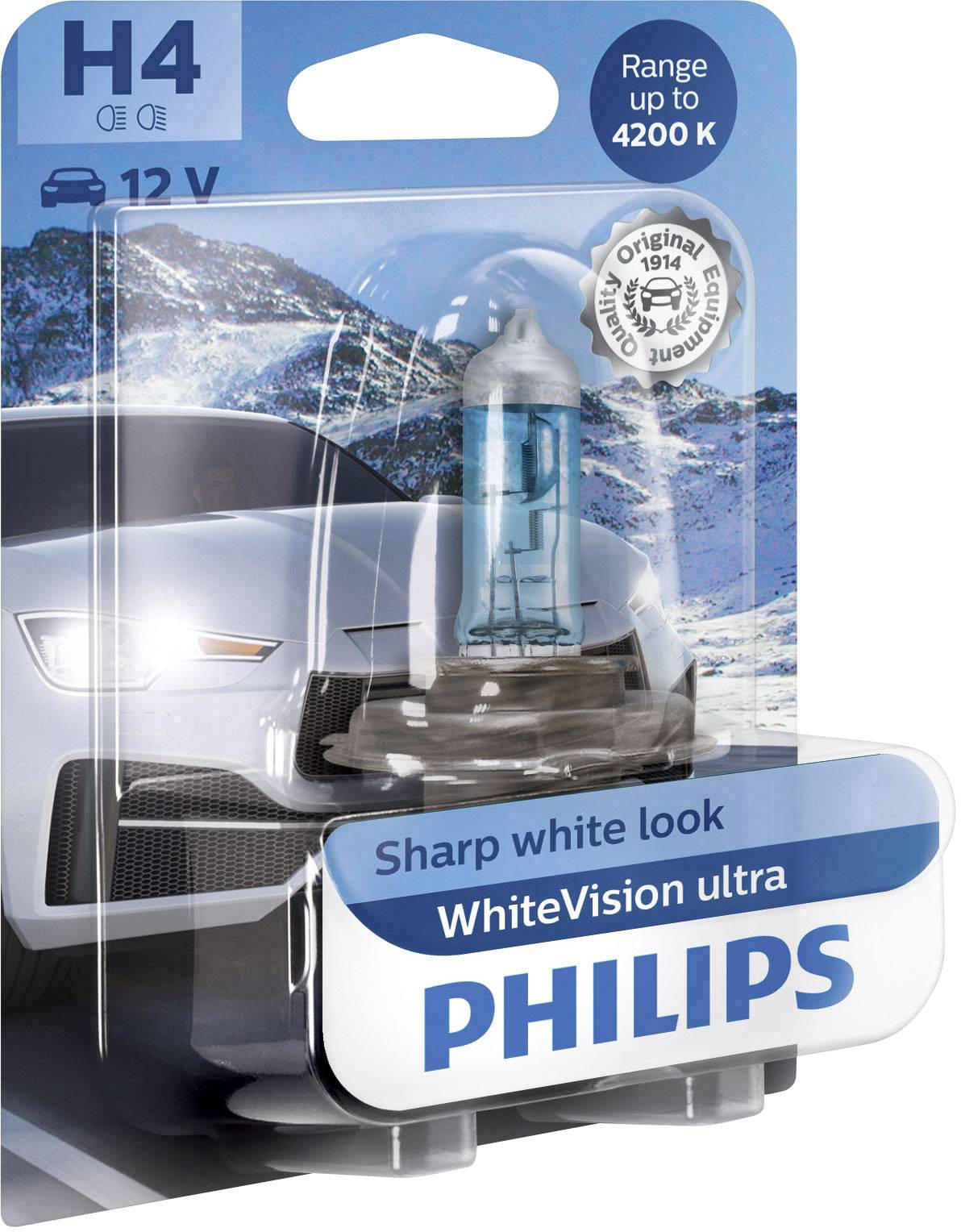 Philips 12342WVUB1 Halogen Leuchtmittel WhiteVision, WhiteVision Xenon-Effekt H4 60/55 W 12 V