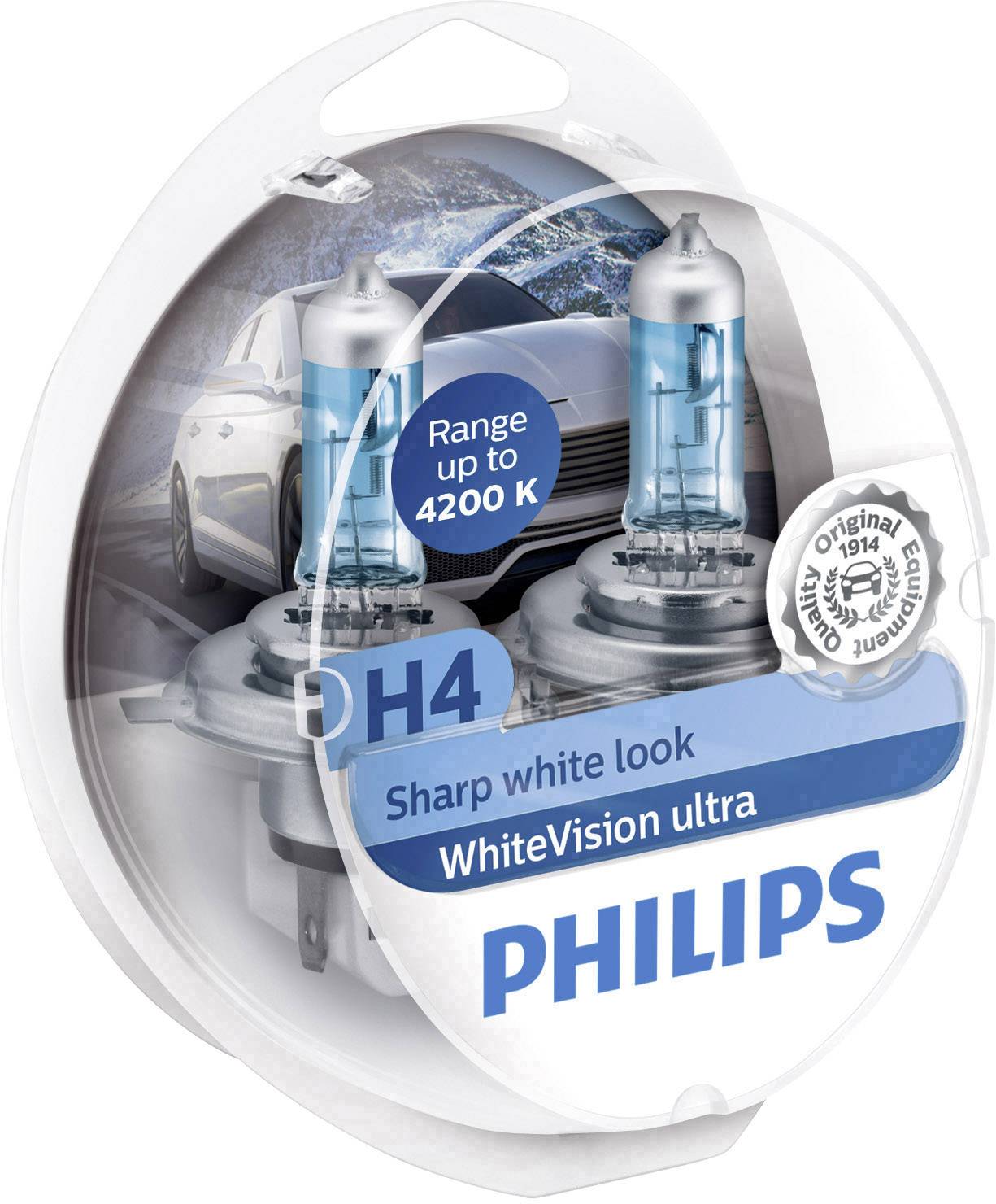 Philips Automotive 12342WVUSM Halogen Leuchtmittel WhiteVision, WhiteVision Xenon-Effekt H4 60/55W 12V