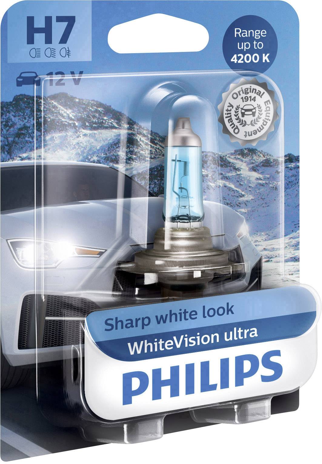 Philips 12972WVUB1 Halogen Leuchtmittel WhiteVision, WhiteVision Xenon-Effekt H7 55W 12V