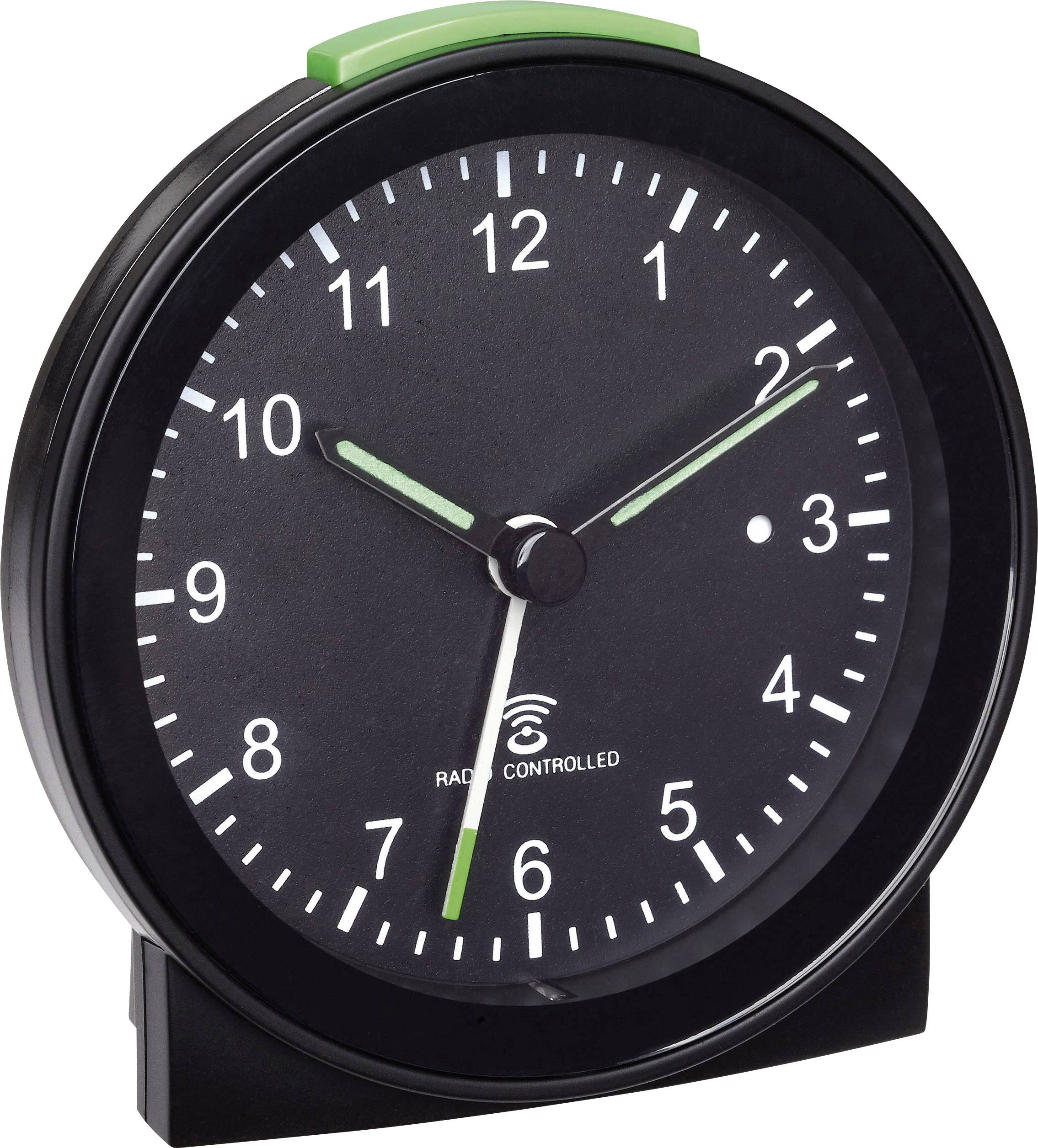 TFA Dostmann 60.1517.01 Funk Wecker Schwarz Alarmzeiten 1 Fluoreszierend Zeiger