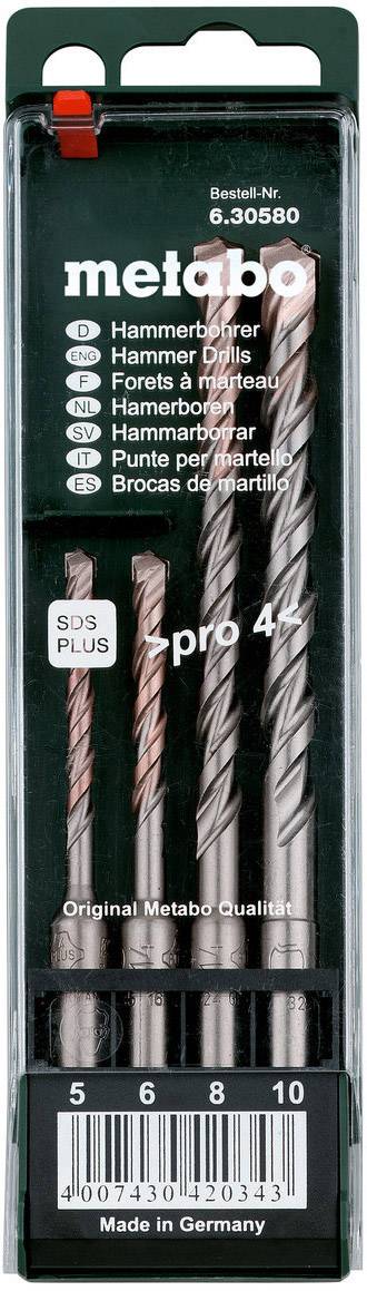 Metabo 630580000 Beton-Spiralbohrer 4teilig 5 mm, 6 mm, 8 mm, 10mm 4St.