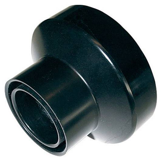 Ein schwarzer Kunststoffadapter, der zur Verbindung von Rohrsystemen genutzt wird.