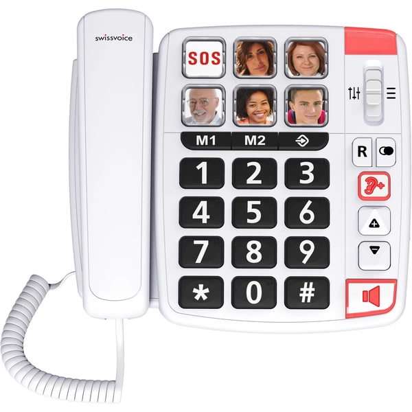 SwissVoice Xtra 1110 Schnurgebundenes Seniorentelefon Foto-Tasten, Freisprechen, inkl. Notrufsender, Wahlwiederholung Weiß SwissVoice Xtra 1110 Schnurgebundenes Seniorentelefon Foto-Tasten, Freisprechen, inkl. Notrufsender, Wahlwiederholung Weiß
