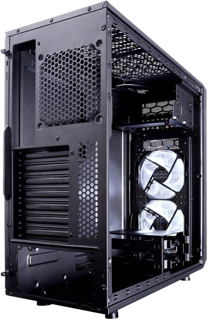 Fractal Design Focus G Midi-Tower PC-Gehäuse Schwarz 2 Vorinstallierte LED Lüfter, Seitenfenster, Staubfilter